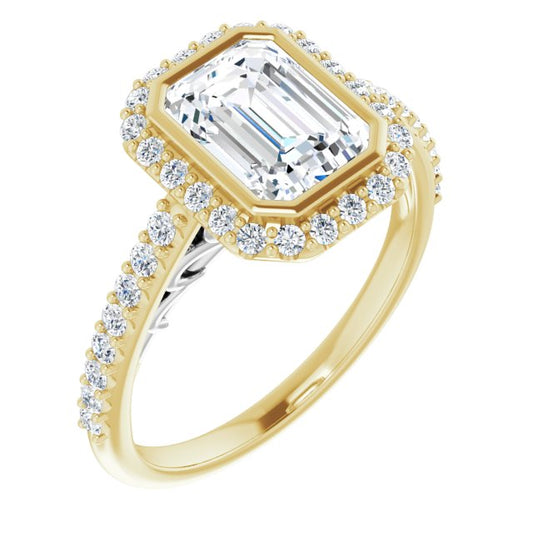Bezel-Set Halo-Style Engagement Ring