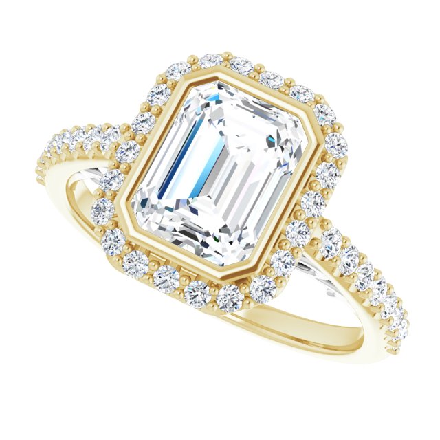 Bezel-Set Halo-Style Engagement Ring