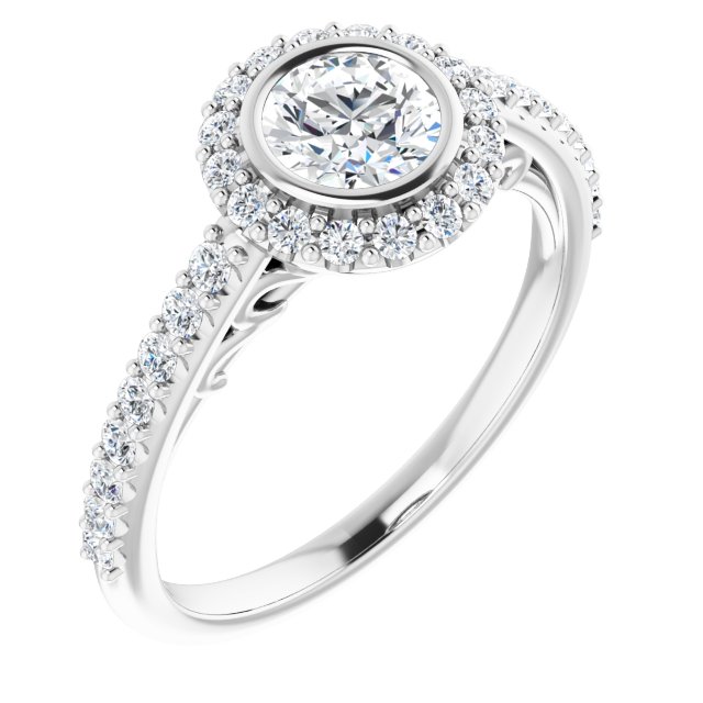 Bezel-Set Halo-Style Engagement Ring