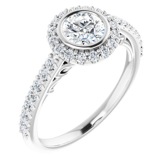 Bezel-Set Halo-Style Engagement Ring