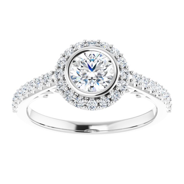 Bezel-Set Halo-Style Engagement Ring