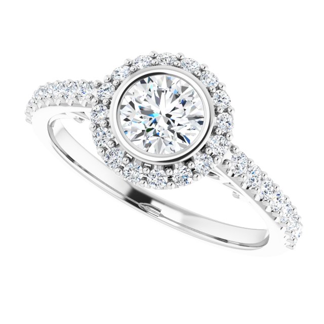 Bezel-Set Halo-Style Engagement Ring