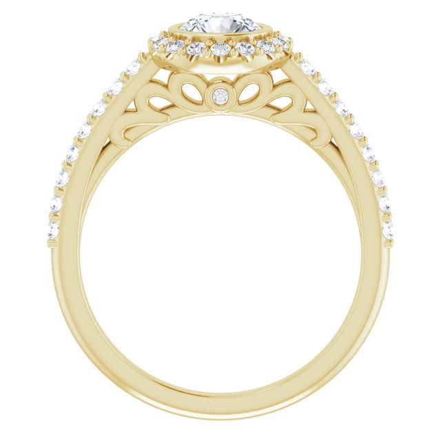 Bezel-Set Halo-Style Engagement Ring