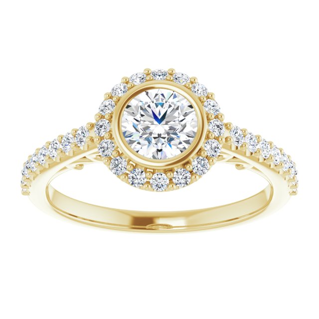 Bezel-Set Halo-Style Engagement Ring
