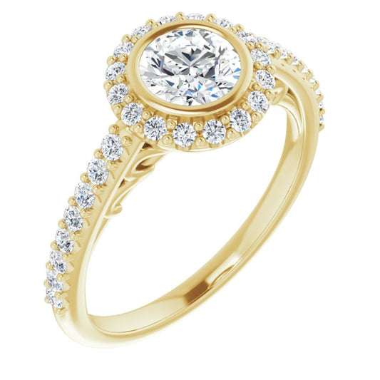 Bezel-Set Halo-Style Engagement Ring