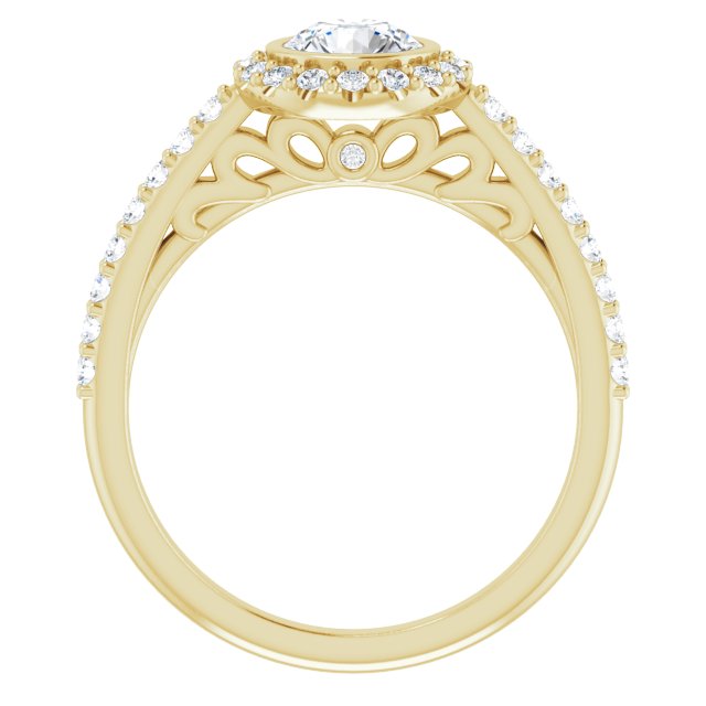 Bezel-Set Halo-Style Engagement Ring