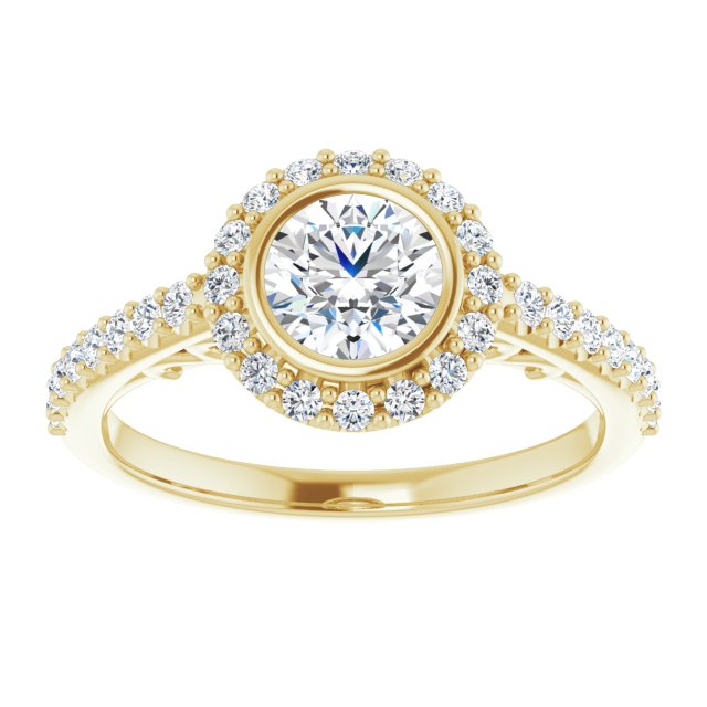 Bezel-Set Halo-Style Engagement Ring