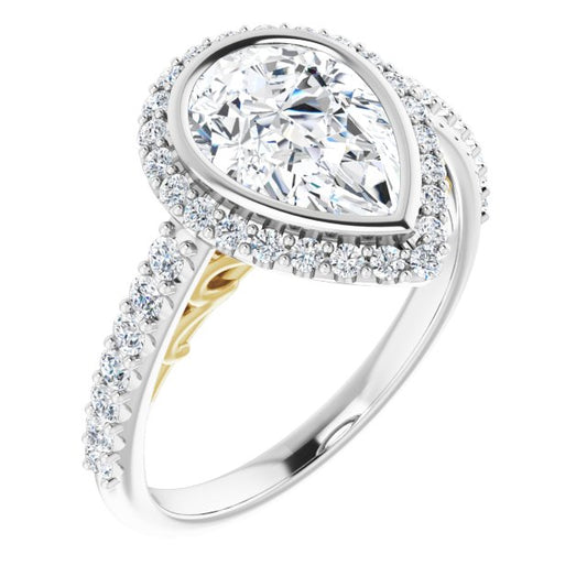 Bezel-Set Halo-Style Engagement Ring