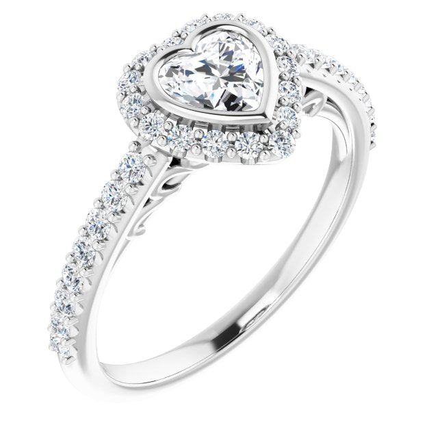 Bezel-Set Halo-Style Engagement Ring