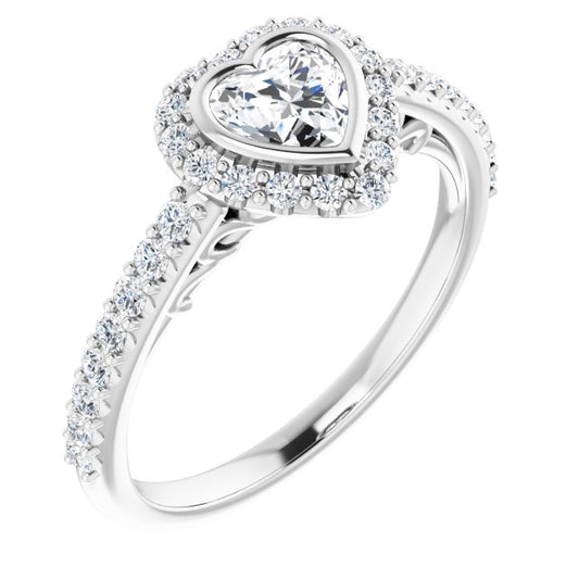 Bezel-Set Halo-Style Engagement Ring