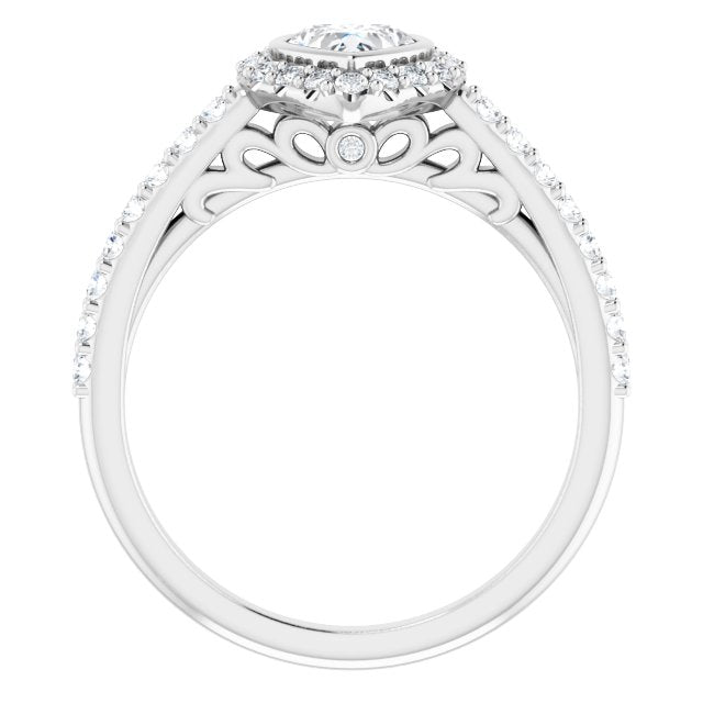 Bezel-Set Halo-Style Engagement Ring