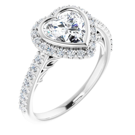 Bezel-Set Halo-Style Engagement Ring