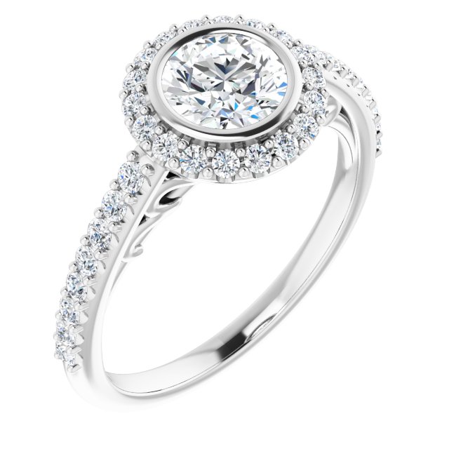 Bezel-Set Halo-Style Engagement Ring