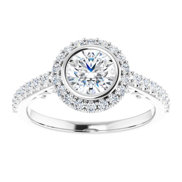 Bezel-Set Halo-Style Engagement Ring