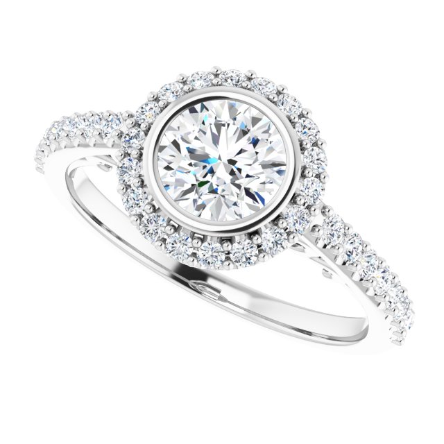 Bezel-Set Halo-Style Engagement Ring