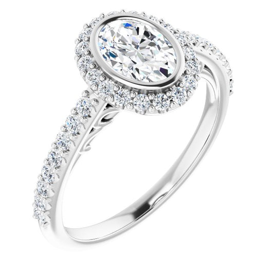 Bezel-Set Halo-Style Engagement Ring