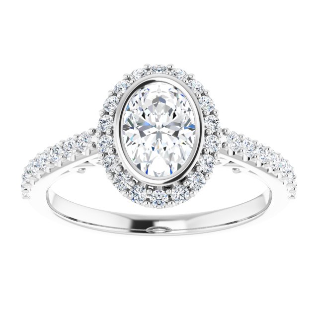 Bezel-Set Halo-Style Engagement Ring