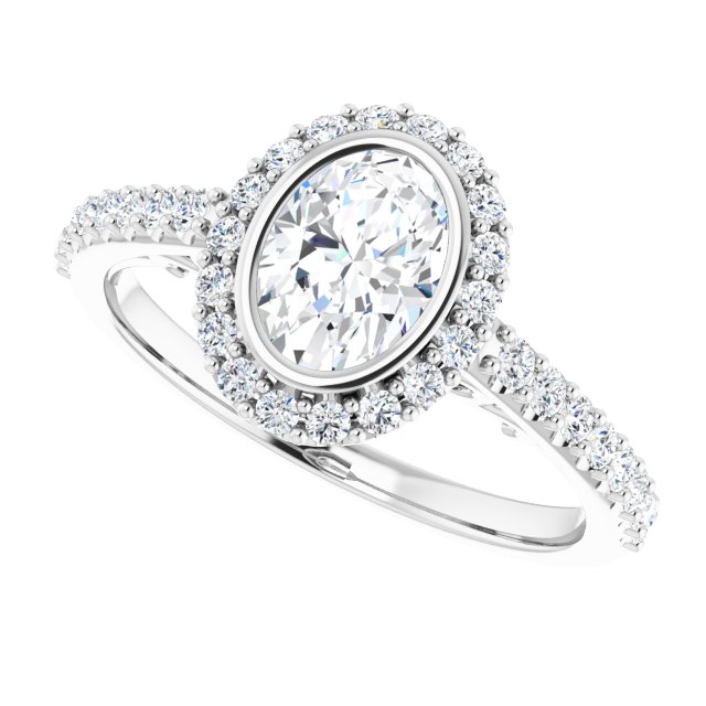 Bezel-Set Halo-Style Engagement Ring