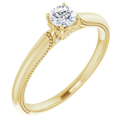 4-Prong Solitaire Engagement Ring with Accent