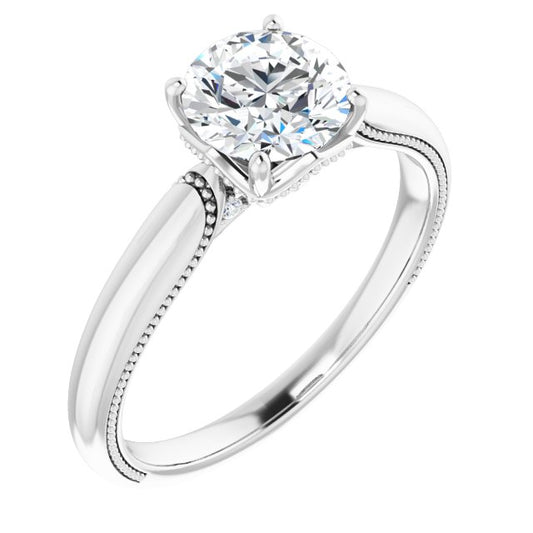 4-Prong Solitaire Engagement Ring with Accent