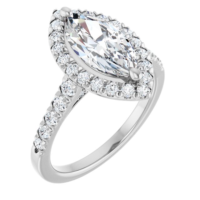 French-Set Halo-Style Engagement Ring