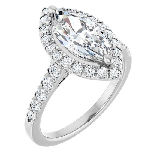 French-Set Halo-Style Engagement Ring