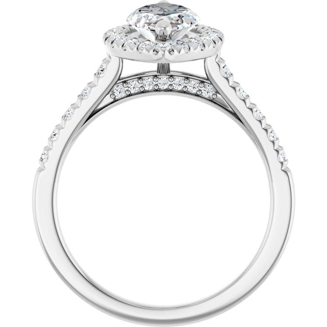French-Set Halo-Style Engagement Ring