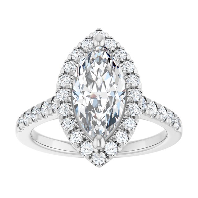French-Set Halo-Style Engagement Ring