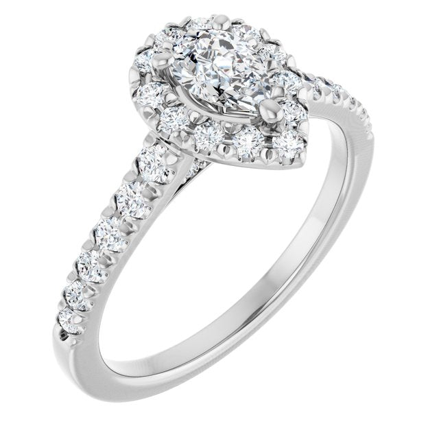 French-Set Halo-Style Engagement Ring