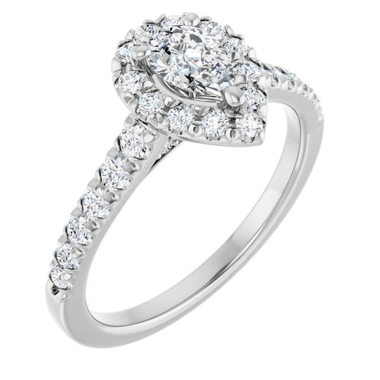 French-Set Halo-Style Engagement Ring
