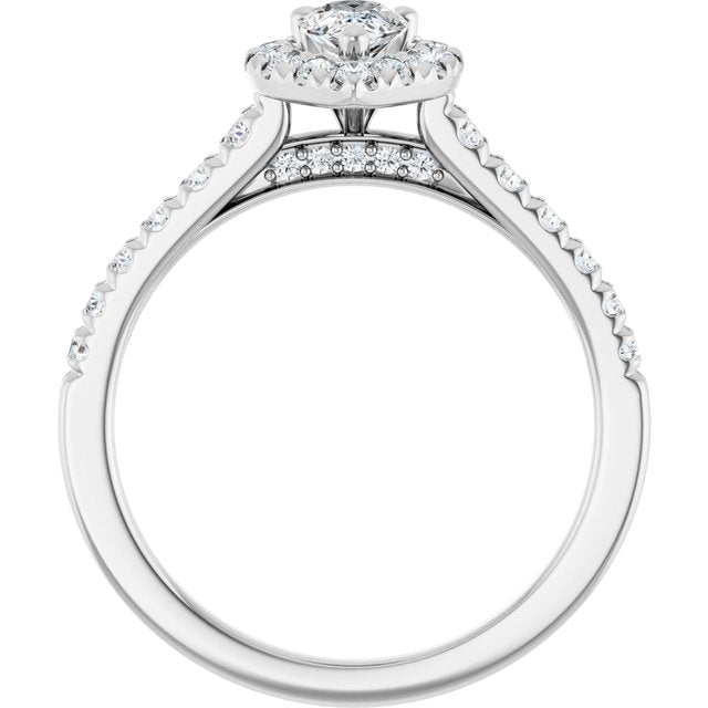 French-Set Halo-Style Engagement Ring