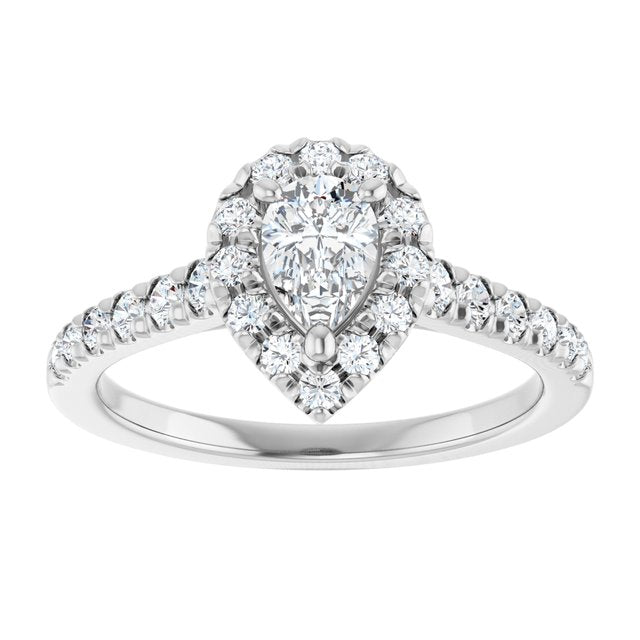 French-Set Halo-Style Engagement Ring