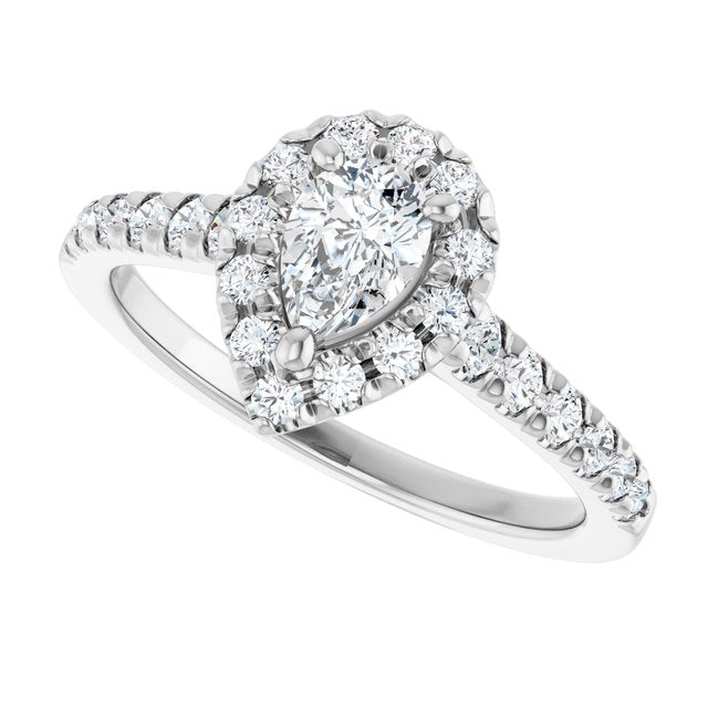 French-Set Halo-Style Engagement Ring