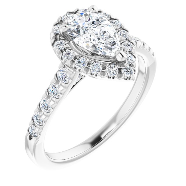 French-Set Halo-Style Engagement Ring