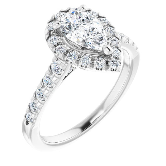 French-Set Halo-Style Engagement Ring