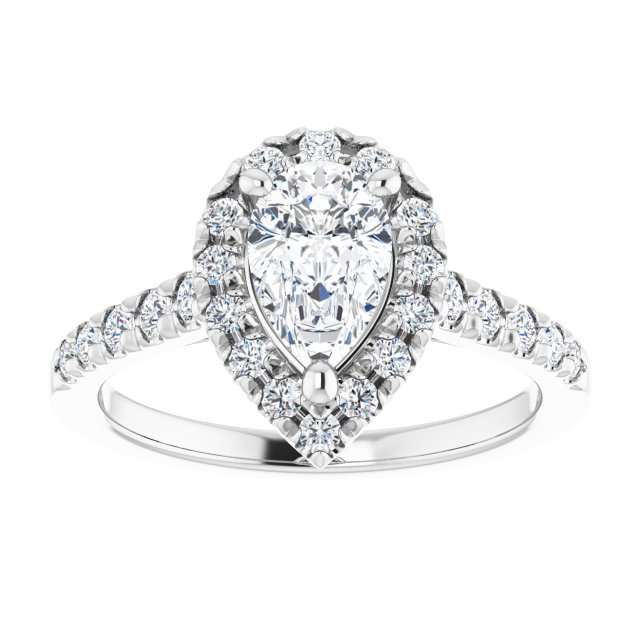 French-Set Halo-Style Engagement Ring