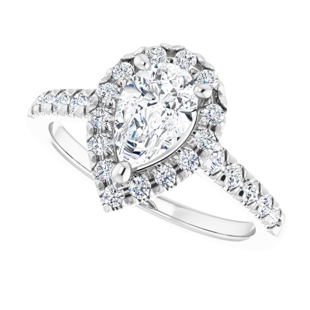 French-Set Halo-Style Engagement Ring
