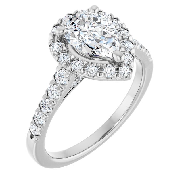 French-Set Halo-Style Engagement Ring