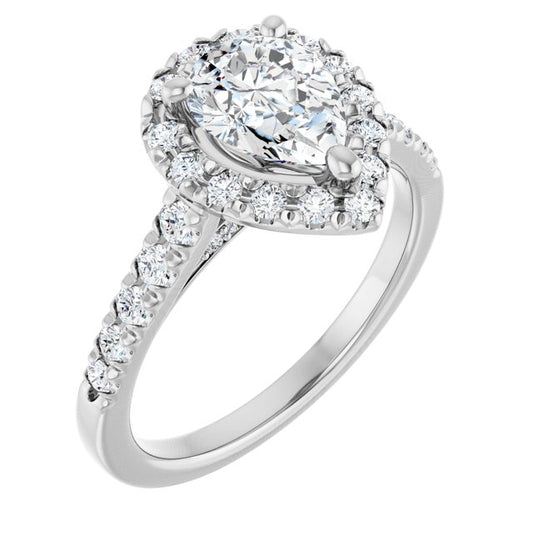 French-Set Halo-Style Engagement Ring