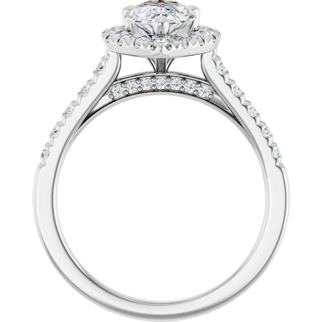 French-Set Halo-Style Engagement Ring