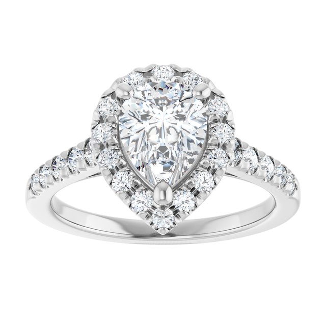 French-Set Halo-Style Engagement Ring