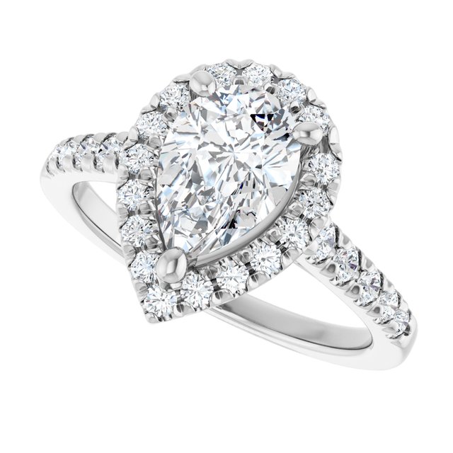 French-Set Halo-Style Engagement Ring