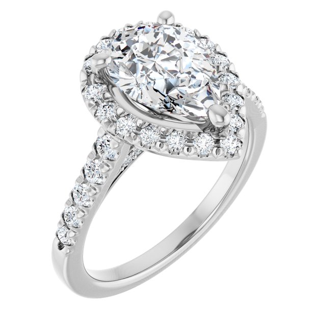 French-Set Halo-Style Engagement Ring