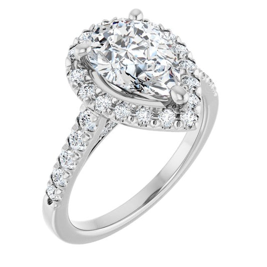 French-Set Halo-Style Engagement Ring