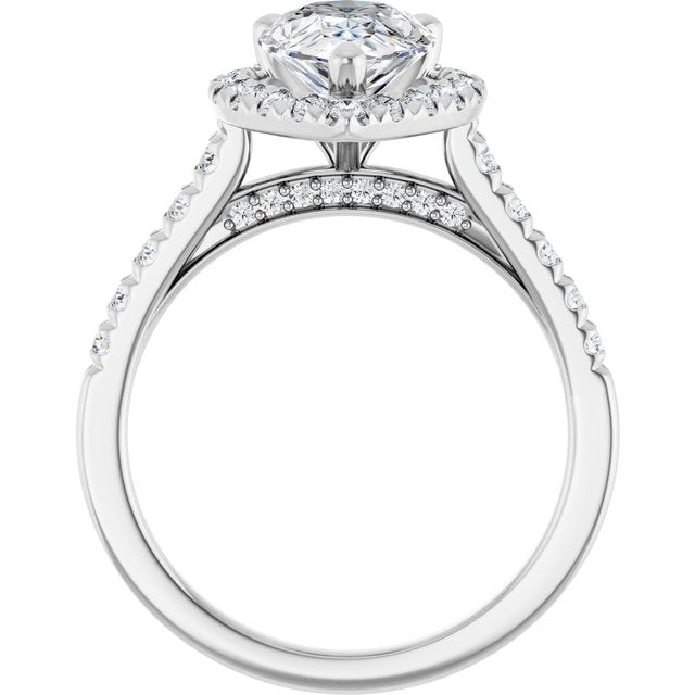 French-Set Halo-Style Engagement Ring