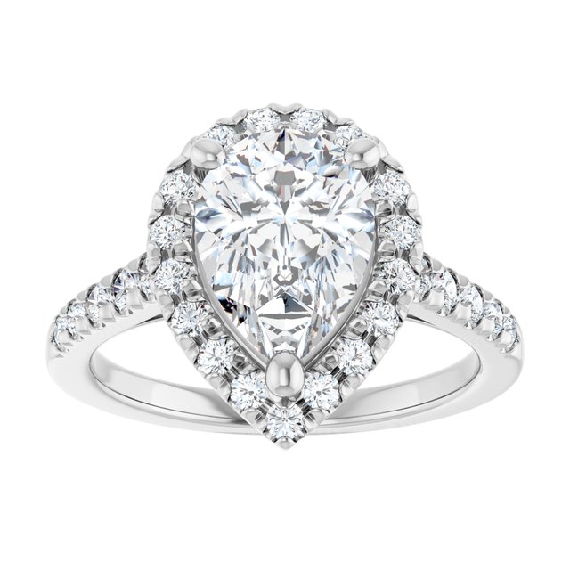 French-Set Halo-Style Engagement Ring