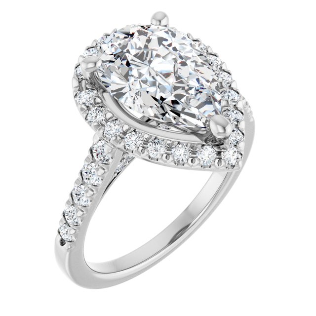French-Set Halo-Style Engagement Ring