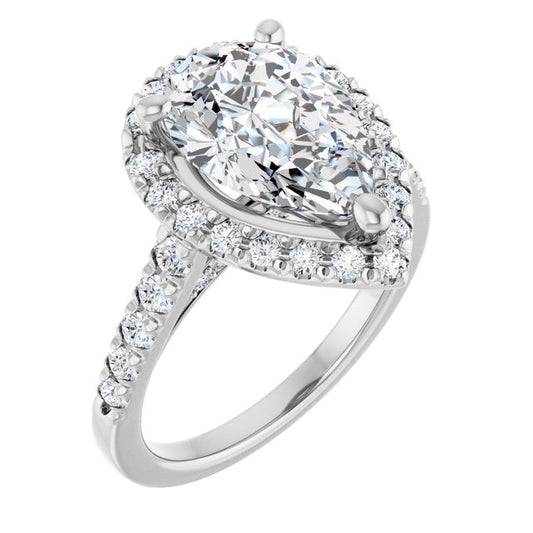 French-Set Halo-Style Engagement Ring