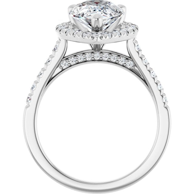French-Set Halo-Style Engagement Ring