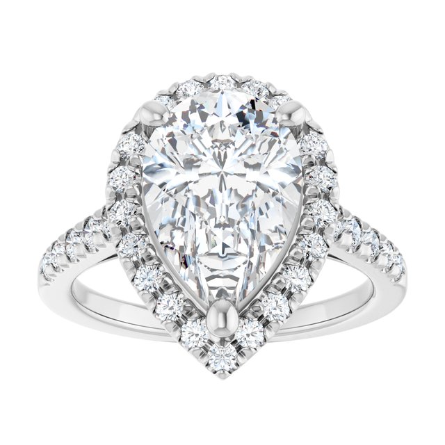 French-Set Halo-Style Engagement Ring